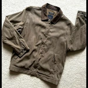 Vintage Nautica Mens Med Brown Bomber Style Jacket Leather Collar Size L